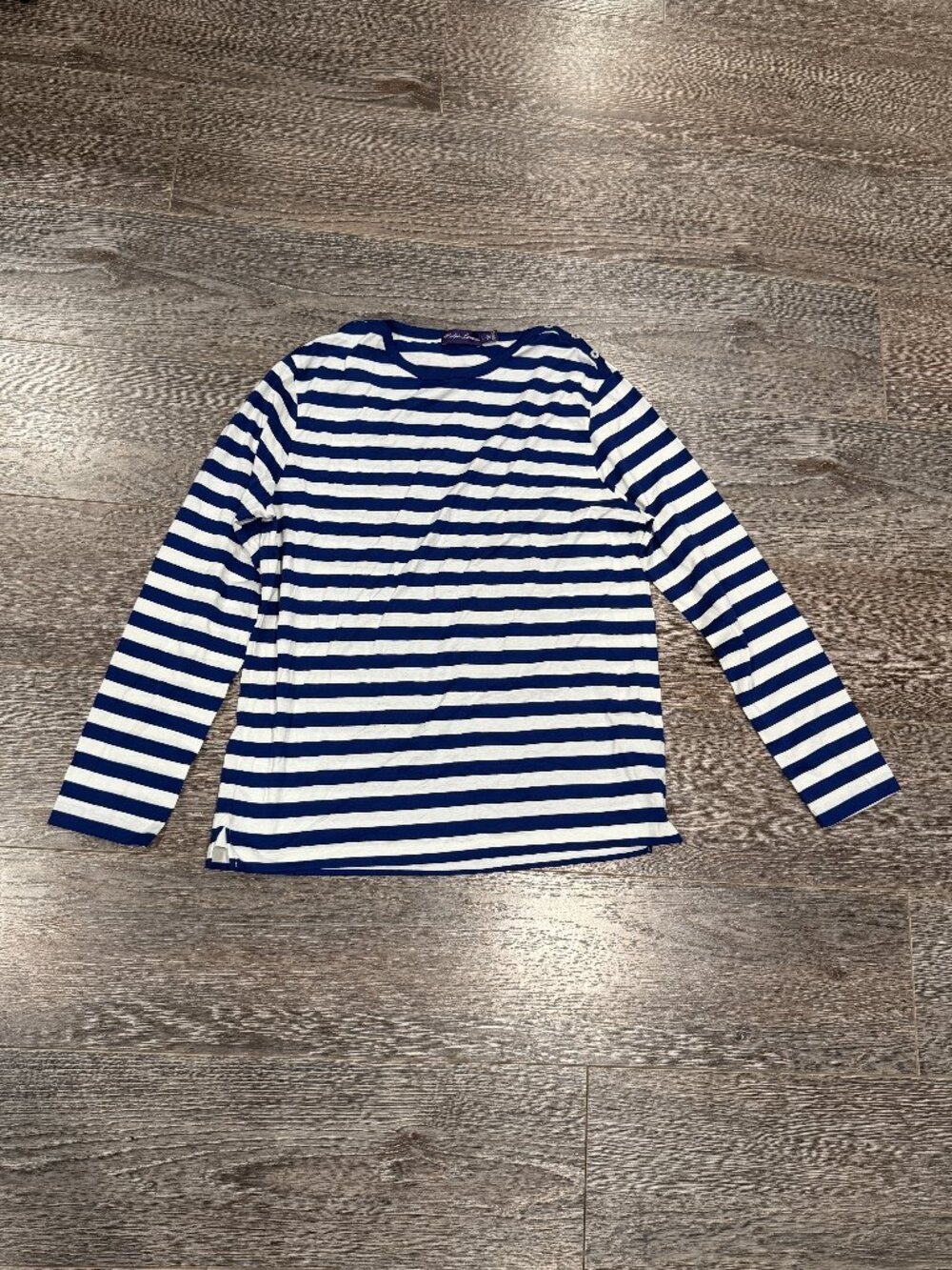Ralph Lauren Women's Blue White Striped Long Sleeve Shirt Size Large